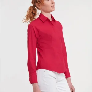 Russell Ladies LSL Fitted Polycot. Poplin Shirt