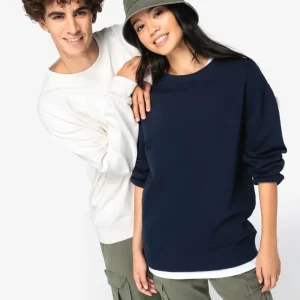 Ecologische uniseks sweater met ronde hals en afhangende mouwen French Terry