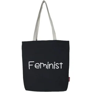 Stevige Boodschappentas Zwart "Feminist"